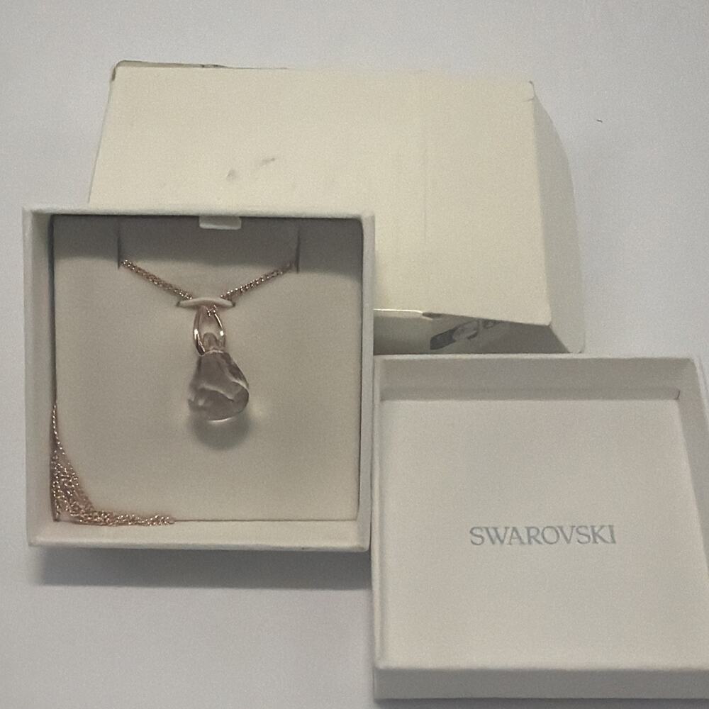 Swarovski Lunar Drop Pendant Necklace, Rose Gold-Tone Plated